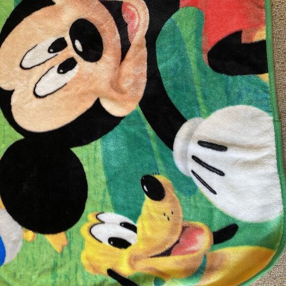 Y2K Disney Mickey Mouse Club House Baby Crib Blanket Goofy Donald Duck Flannel - Picture 5 of 7